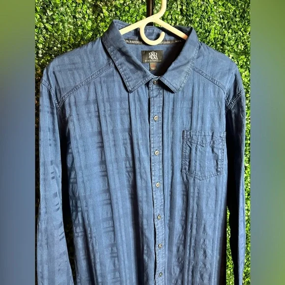Rock & Republic Men’s XXL Blue Long Sleeve Button-Up Shirt - Picture 2 of 6